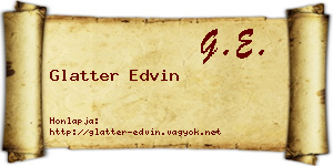 Glatter Edvin névjegykártya